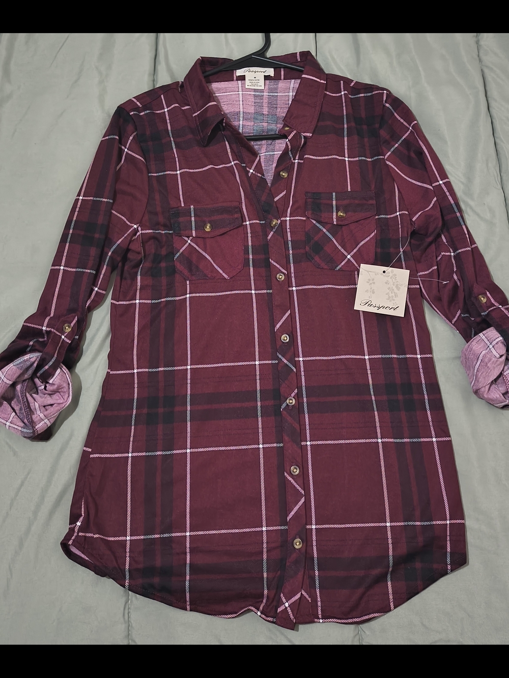 Burgundy Plaid Button-Up Shirt
